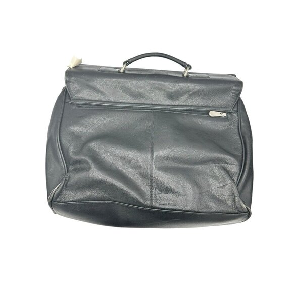 Perry Ellis Portfolio Black Genuine Leather Briefcase Black Many Pockets‎ FLAW - Picture 7 of 14